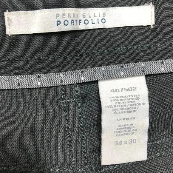 Perry Ellis Portfolio Dress Pants Black  Size 34 - Picture 9 of 16